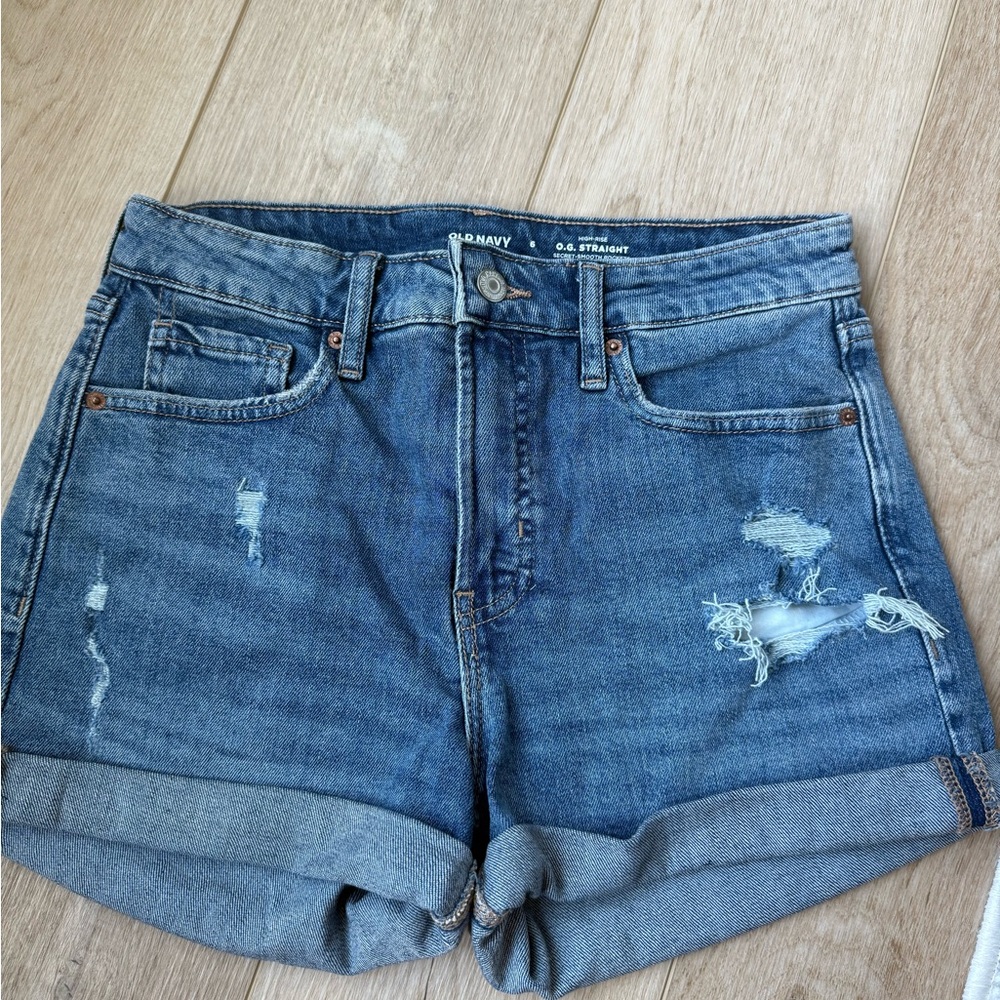 Old Navy Blue Jean Shorts Distressed High-Waisted